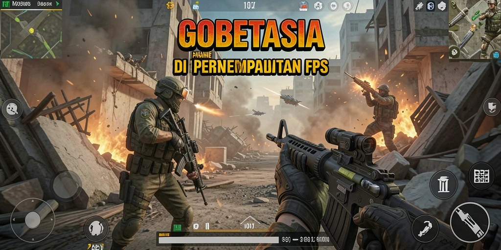 Tangkapan layar menampilkan aksi intens dalam pertempuran FPS GOBETASIA.