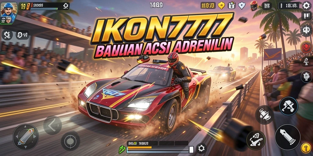 Screenshot gameplay <strong>IKON777</strong> yang menunjukkan balapan mendebarkan di trek yang menantang.