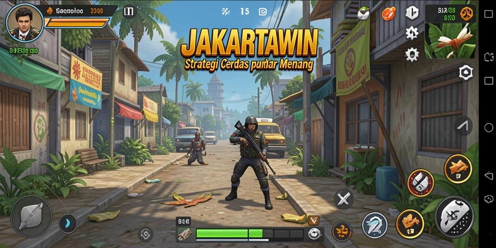 Tampilan gameplay JAKARTAWIN dengan strategi yang menegangkan.
