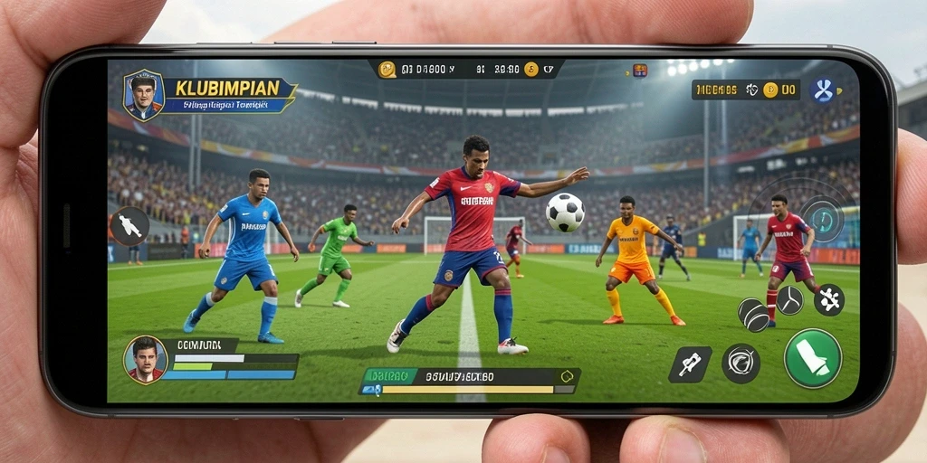 Tampilan utama gameplay KLUBIMPIAN yang menampilkan statistik olahraga.