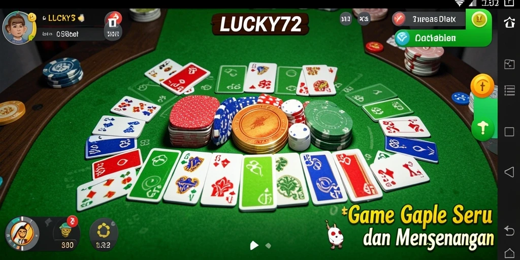 Tampilan gameplay Gaple yang seru dan interaktif di LUCKY72.