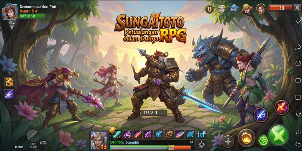 Screenshot SUNGAITOTO yang menunjukkan aksi karakter dalam pertarungan RPG.