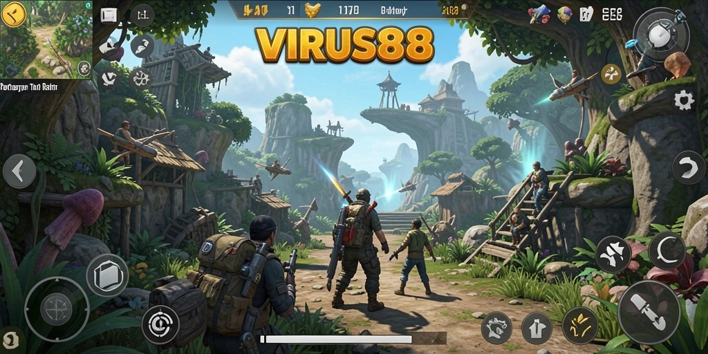 Tampilan gameplay seru VIRUS88 dalam dunia terbuka yang menantang.